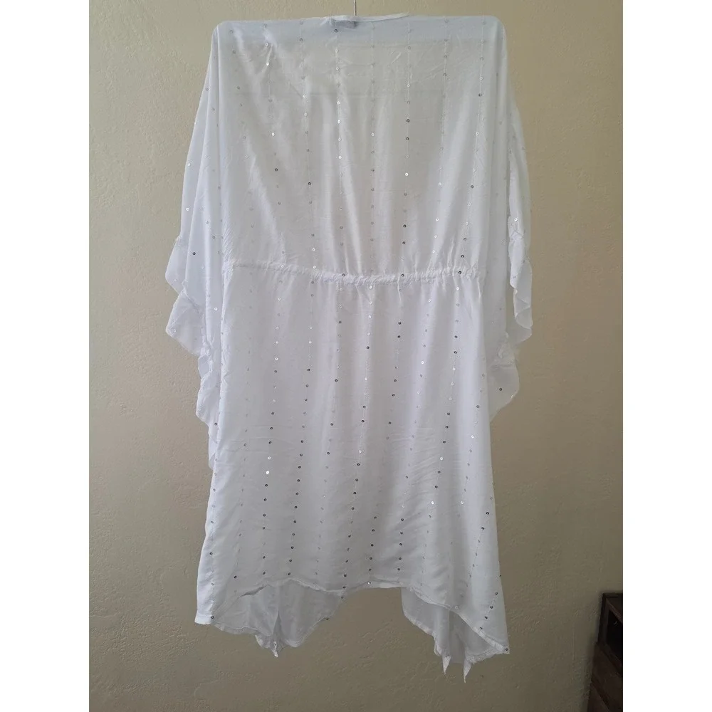 Calzedonia Boho Cottagecore White Gold Sparkles Soft‎ Cover Up